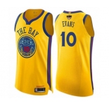 Golden State Warriors #10 Jacob Evans Authentic Gold Basketball 2019 Basketball Finals Bound Jersey - City Edition
