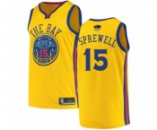Golden State Warriors #15 Latrell Sprewell Authentic Gold 2019 Basketball Finals Bound Basketball Jersey - City Edition
