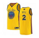 Golden State Warriors #2 Jordan Bell Authentic Gold 2019 Basketball Finals Bound Basketball Jersey - City Edition