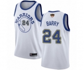 Golden State Warriors #24 Rick Barry Authentic White Hardwood Classics 2019 Basketball Finals Bound Basketball Jersey