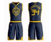 Golden State Warriors #34 Shaun Livingston Authentic Navy Blue Basketball Suit 2019 Basketball Finals Bound Jersey - City Edition