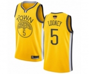 Golden State Warriors #5 Kevon Looney Yellow Swingman 2019 Basketball Finals Bound Jersey - Earned Edition