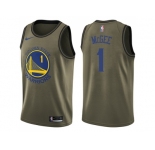 Men Nike Golden State Warriors #1 JaVale McGee Green Salute to Service NBA Swingman Jersey