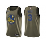 Men Nike Golden State Warriors #3 David West Green Salute to Service NBA Swingman Jersey