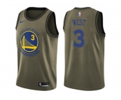 Men Nike Golden State Warriors #3 David West Green Salute to Service NBA Swingman Jersey