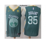 Men Nike Golden State Warriors #35 Kevin Durant Green NBA Authentic Jersey