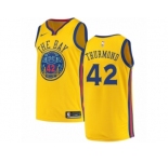 Men Nike Golden State Warriors #42 Nate Thurmond Authentic Gold NBA Jersey - City Edition
