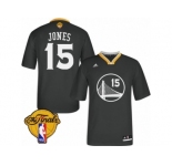 Men's Adidas Golden State Warriors #15 Damian Jones Swingman Black Alternate 2017 The Finals Patch NBA Jersey