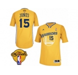 Men's Adidas Golden State Warriors #15 Damian Jones Swingman Gold Alternate 2017 The Finals Patch NBA Jersey