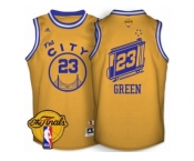 Men's Adidas Golden State Warriors #23 Draymond Green Swingman Gold Throwback The City 2017 The Finals Patch NBA Jersey
