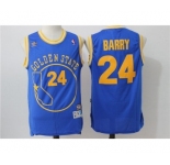 Men's Adidas Golden State Warriors #24 Rick Barry Authentic Blue Throwback The City NBA Jersey