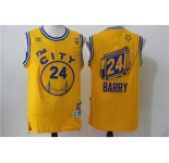 Men's Adidas Golden State Warriors #24 Rick Barry Authentic Gold Throwback The City NBA Jersey