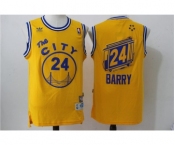 Men's Adidas Golden State Warriors #24 Rick Barry Authentic Gold Throwback The City NBA Jersey