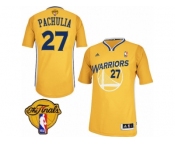 Men's Adidas Golden State Warriors #27 Zaza Pachulia Authentic Gold Alternate 2017 The Finals Patch NBA Jersey