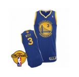 Men's Adidas Golden State Warriors #3 David West Authentic Royal Blue Road 2017 The Finals Patch NBA Jersey