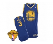 Men's Adidas Golden State Warriors #3 David West Authentic Royal Blue Road 2017 The Finals Patch NBA Jersey