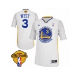 Men's Adidas Golden State Warriors #3 David West Authentic White Alternate 2017 The Finals Patch NBA Jersey
