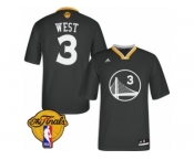 Men's Adidas Golden State Warriors #3 David West Swingman Black Alternate 2017 The Finals Patch NBA Jersey