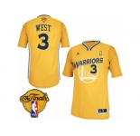 Men's Adidas Golden State Warriors #3 David West Swingman Gold Alternate 2017 The Finals Patch NBA Jersey