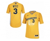 Men's Adidas Golden State Warriors #3 David West Swingman Gold Alternate NBA Jersey