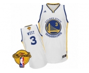 Men's Adidas Golden State Warriors #3 David West Swingman White Home 2017 The Finals Patch NBA Jersey