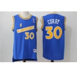 Men's Adidas Golden State Warriors #30 Stephen Curry Authentic Blue Throwback NBA Jersey