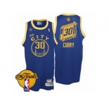 Men's Adidas Golden State Warriors #30 Stephen Curry Authentic Royal Blue Throwback The City 2017 The Finals Patch NBA Jersey