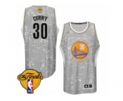 Men's Adidas Golden State Warriors #30 Stephen Curry Swingman Grey City Light 2017 The Finals Patch NBA Jersey