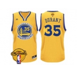 Men's Adidas Golden State Warriors #35 Kevin Durant Authentic Gold 2017 The Finals Patch NBA Jersey