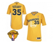 Men's Adidas Golden State Warriors #35 Kevin Durant Authentic Gold Alternate 2017 The Finals Patch NBA Jerse