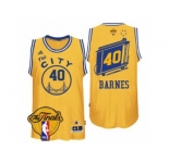Men's Adidas Golden State Warriors #40 Harrison Barnes Swingman Gold Throwback The City 2017 The Finals Patch NBA Jersey