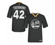 Men's Adidas Golden State Warriors #42 Nate Thurmond Authentic Black Alternate NBA Jerse