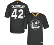 Men's Adidas Golden State Warriors #42 Nate Thurmond Authentic Black Alternate NBA Jersey