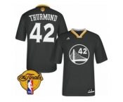 Men's Adidas Golden State Warriors #42 Nate Thurmond Swingman Black Alternate 2017 The Finals Patch NBA Jersey