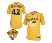 Men's Adidas Golden State Warriors #42 Nate Thurmond Swingman Gold Alternate 2017 The Finals Patch NBA Jersey