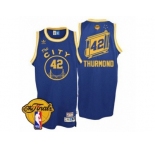 Men's Adidas Golden State Warriors #42 Nate Thurmond Swingman Royal Blue Throwback The City 2017 The Finals Patch NBA Jersey
