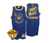 Men's Adidas Golden State Warriors #42 Nate Thurmond Swingman Royal Blue Throwback The City 2017 The Finals Patch NBA Jersey