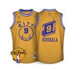 Men's Adidas Golden State Warriors #9 Andre Iguodala Swingman Gold Throwback The City 2017 The Finals Patch NBA Jersey