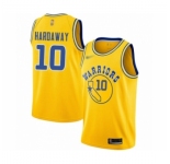 Men's Golden State Warriors #10 Tim Hardaway Authentic Gold Hardwood Classics Basketball Jersey
