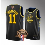 Men's Golden State Warriors #11 Klay Thompson 2022 Black NBA Finals Stitched Jersey