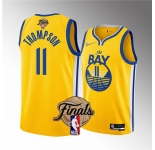 Men's Golden State Warriors #11 Klay Thompson 2022 Yellow NBA Finals Stitched Jersey
