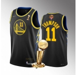 Men's Golden State Warriors #11 Klay Thompson Black 2022 NBA Finals Champions Stitched Jersey