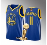 Men's Golden State Warriors #11 Klay Thompson Royal 2022 NBA Finals Champions Stitched Jersey