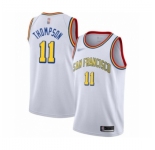 Men's Golden State Warriors #11 Klay Thompson Swingman White Hardwood Classics Basketball Jersey - San Francisco Classic Edition