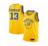 Men's Golden State Warriors #13 Wilt Chamberlain Authentic Gold Hardwood Classics Basketball Jersey