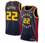 Men's Golden State Warriors #22 Andrew Wiggins Navy 2024-25 City Edition Stitched Basketball Jersey