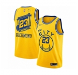 Men's Golden State Warriors #23 Mitch Richmond Authentic Gold Hardwood Classics Basketball Jersey - The City Classic Edition