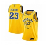 Men's Golden State Warriors #23 Mitch Richmond Authentic Gold Hardwood Classics Basketball Jersey