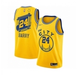 Men's Golden State Warriors #24 Rick Barry Authentic Gold Hardwood Classics Basketball Jersey - The City Classic Edition