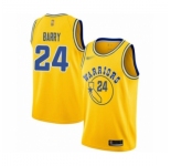 Men's Golden State Warriors #24 Rick Barry Authentic Gold Hardwood Classics Basketball Jersey
